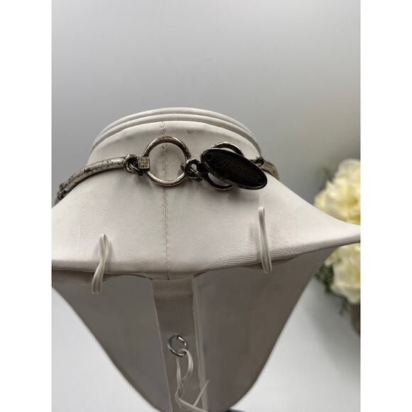 Lela Rose Resin Lucite Blue Antique Silver Tone Collar Statement Necklace - Picture 9 of 11